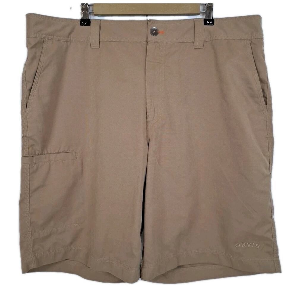 Orvis Classic Fit Castaway Performance Shorts Mens 40 Tan Quick Dry Fly Fishing